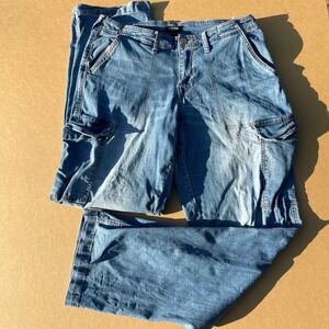 True Religion Cargo Jeans Mens 29 Blue Casual Straight Leg Stretch Logo Pockets